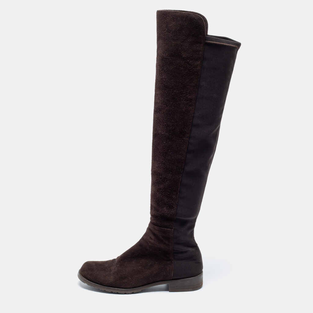 luxury-women-stuart-weitzman-used-shoes-p661628-011-1 Stuart Weitzman Brown Suede Knee Length Boots Size 34.5