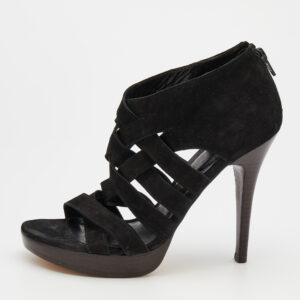 Stuart Weitzman Black Suede Cross Strap Sandals Size 38.5
