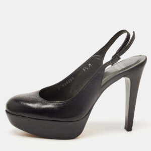 Stuart Weitzman Black Leather Platform Slingback Pumps Size 36