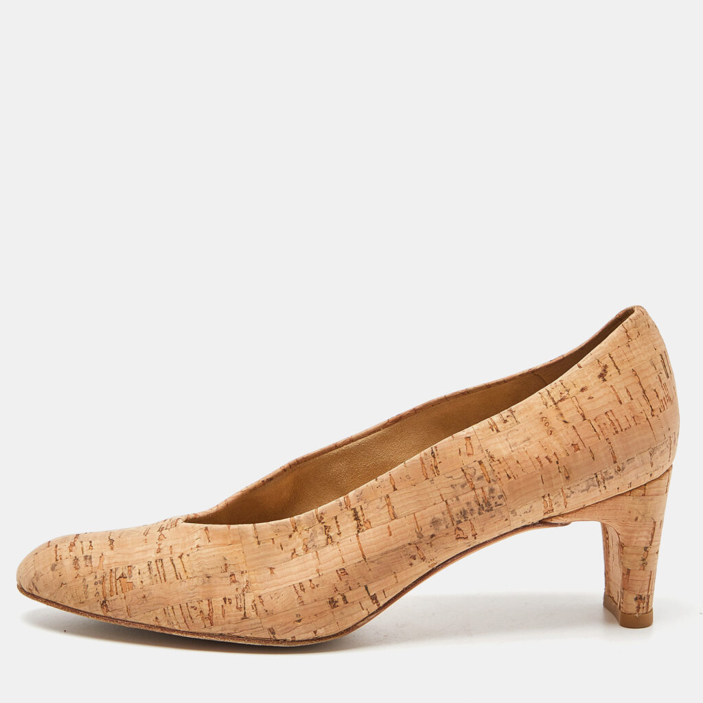 luxury-women-stuart-weitzman-used-shoes-p838989-004 Stuart Weitzman Beige Cork Pumps Size 37