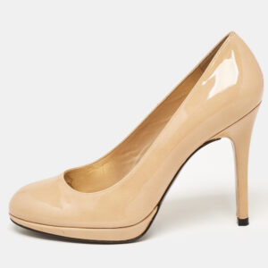Stuart Weitzman Beige Patent Leather Platswoon Pumps Size 38