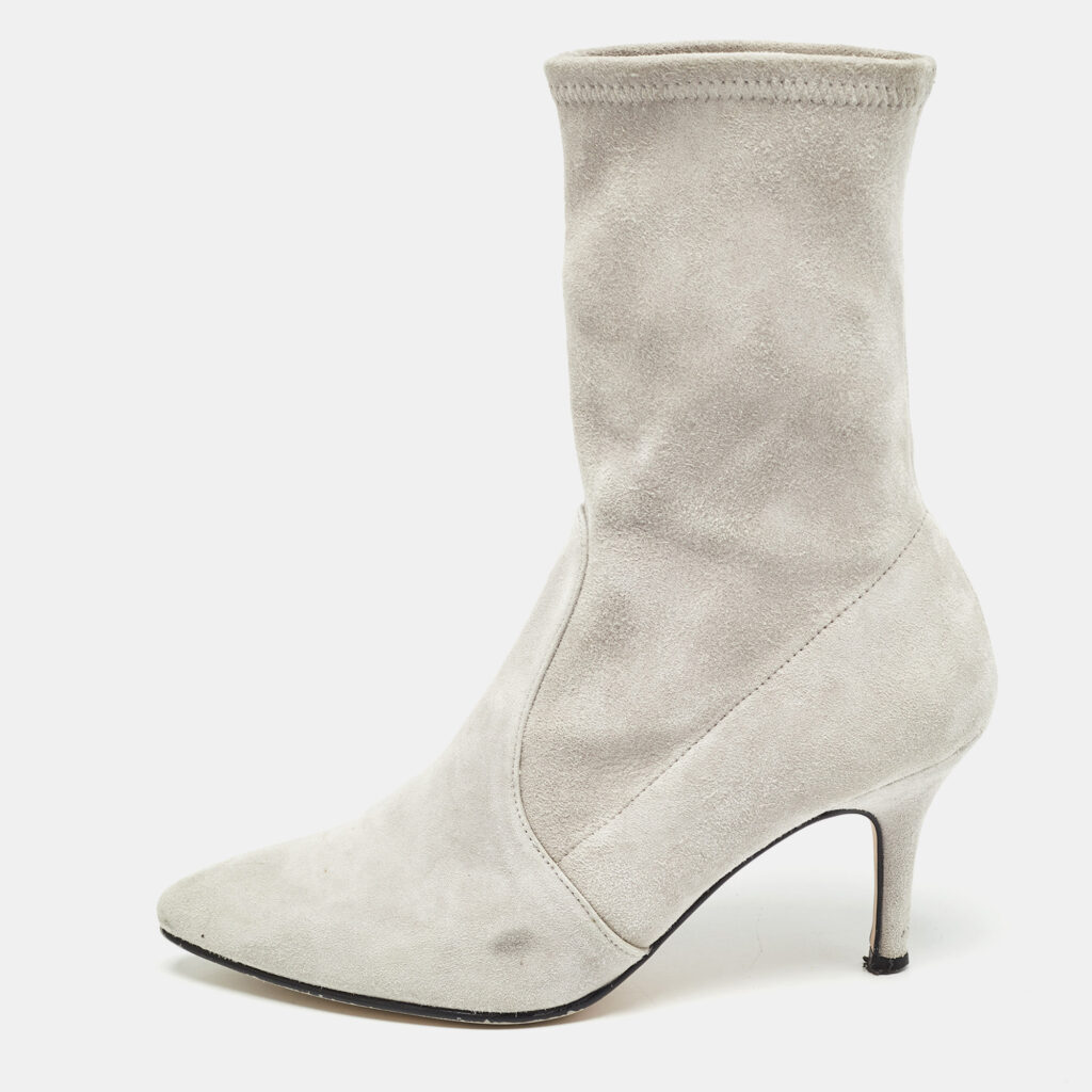 Stuart Weitzman Grey Suede Ankle Booties Size 36.5