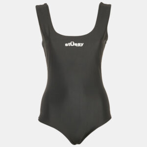 Stussy Black Logo Print Nylon Jersey Swimsuit M