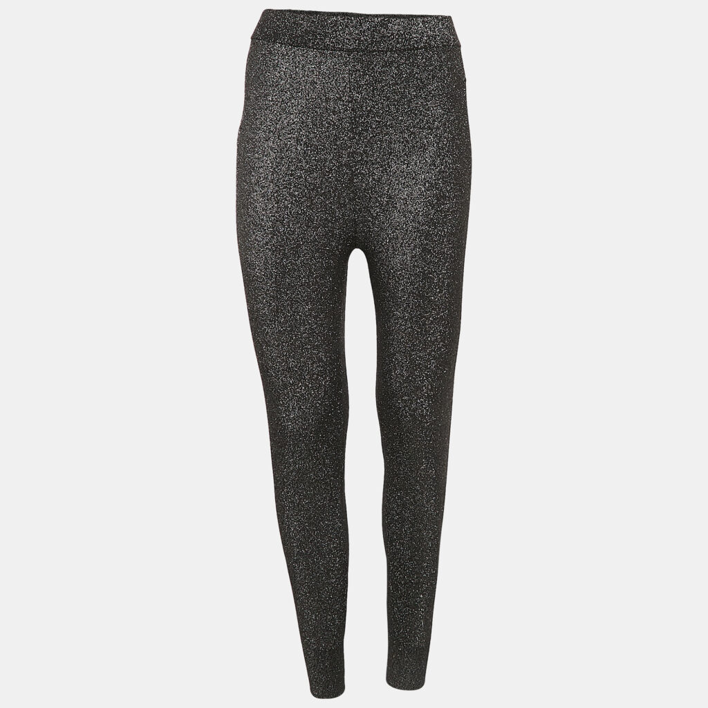 T by Alexander Wang Black/Metallic Lurex Knit Leggings M