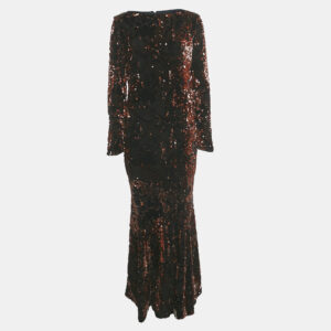 Talbot Runhof Black Sequin Velvet Long Sleeve Gown M