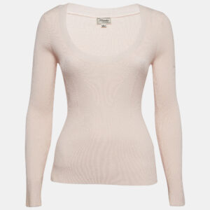 Prada Yellow Cashmere Blend Rib Knit Cardigan M