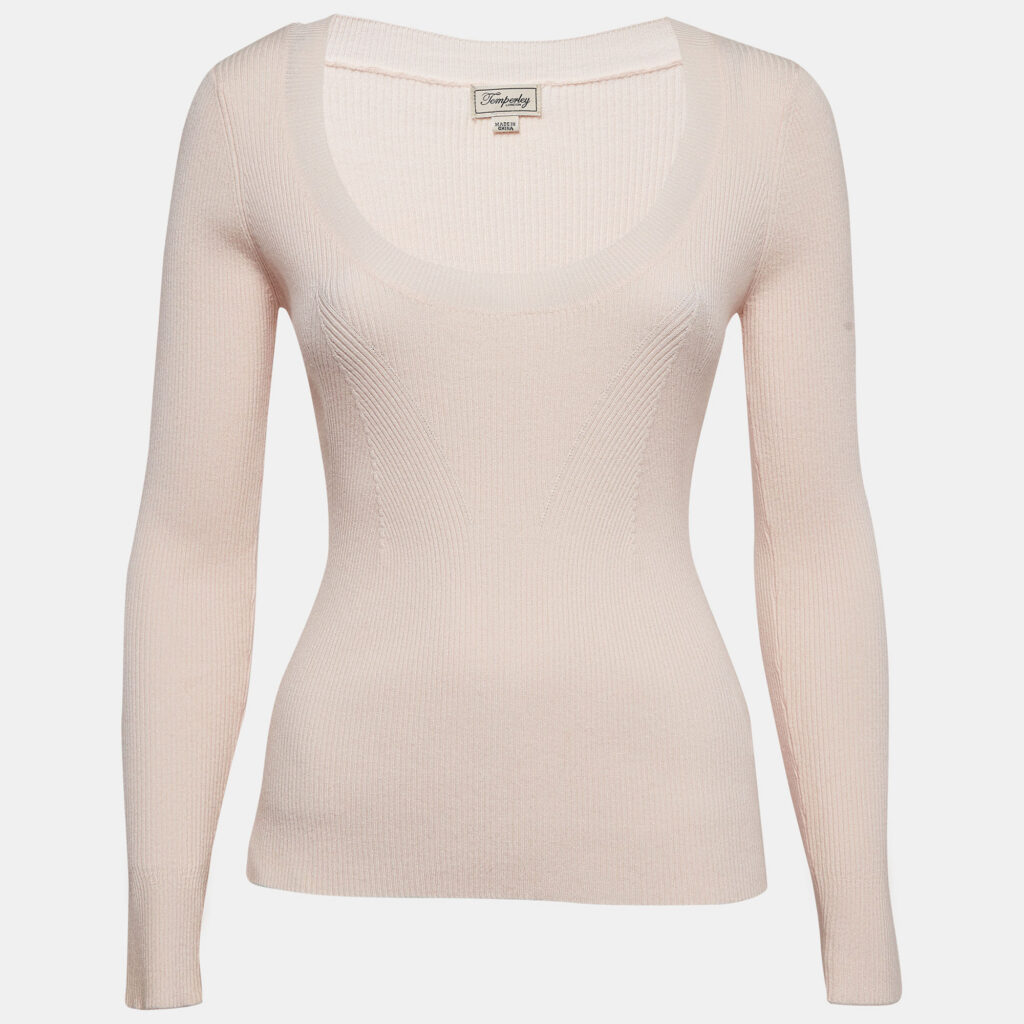 luxury-women-temperly-london-used-clothes-p1024165-001 Temperly london Pink Rib Knit Round Neck Sweater M