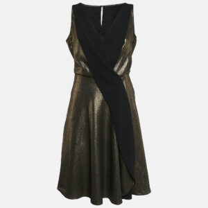 Temperly London Metallic Lam&eacute; V-Neck Edom Mini Dress M