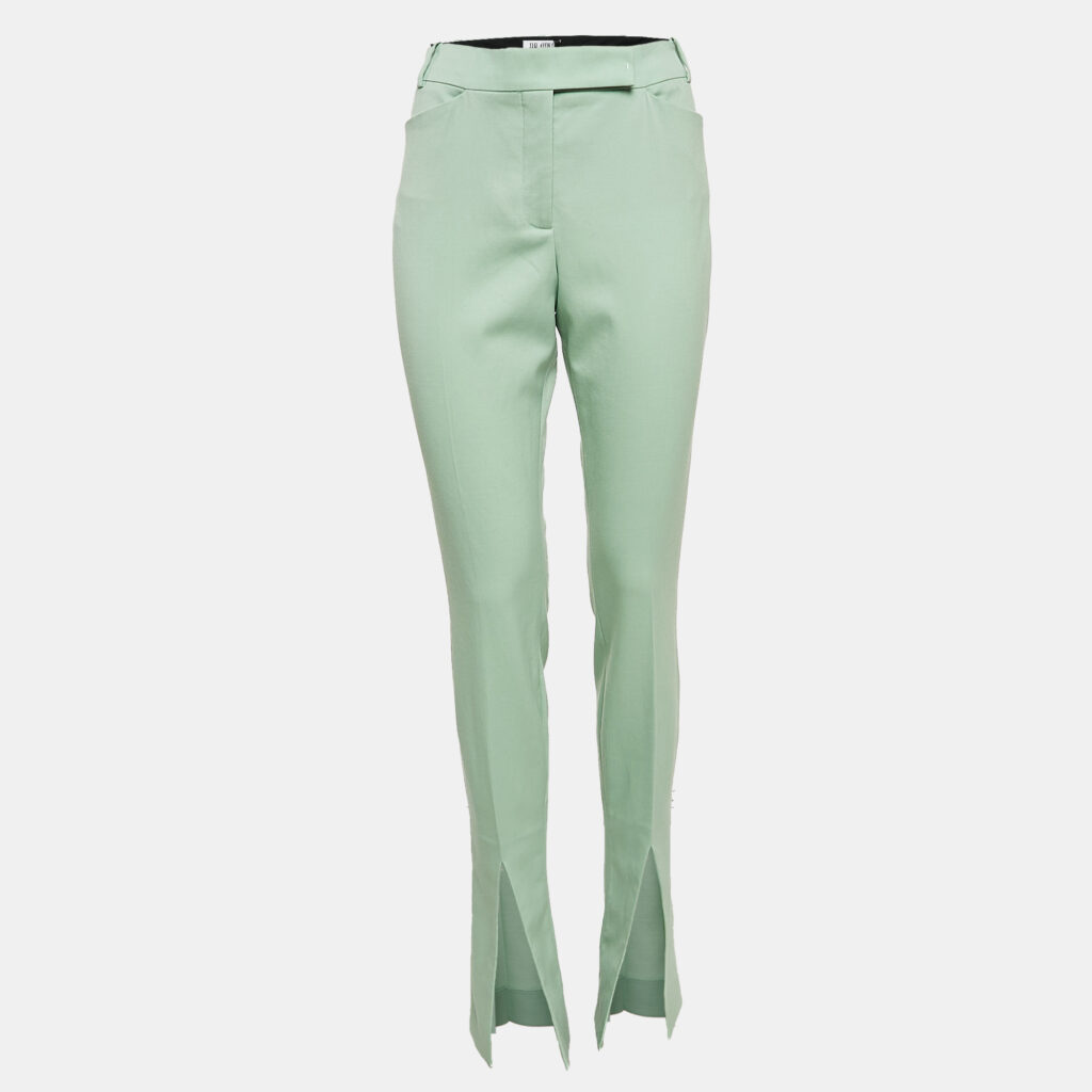 luxury-women-the-attico-new-clothes-p1046994-001 The Attico Green Wool Slit Detail Freja Skinny Pants M