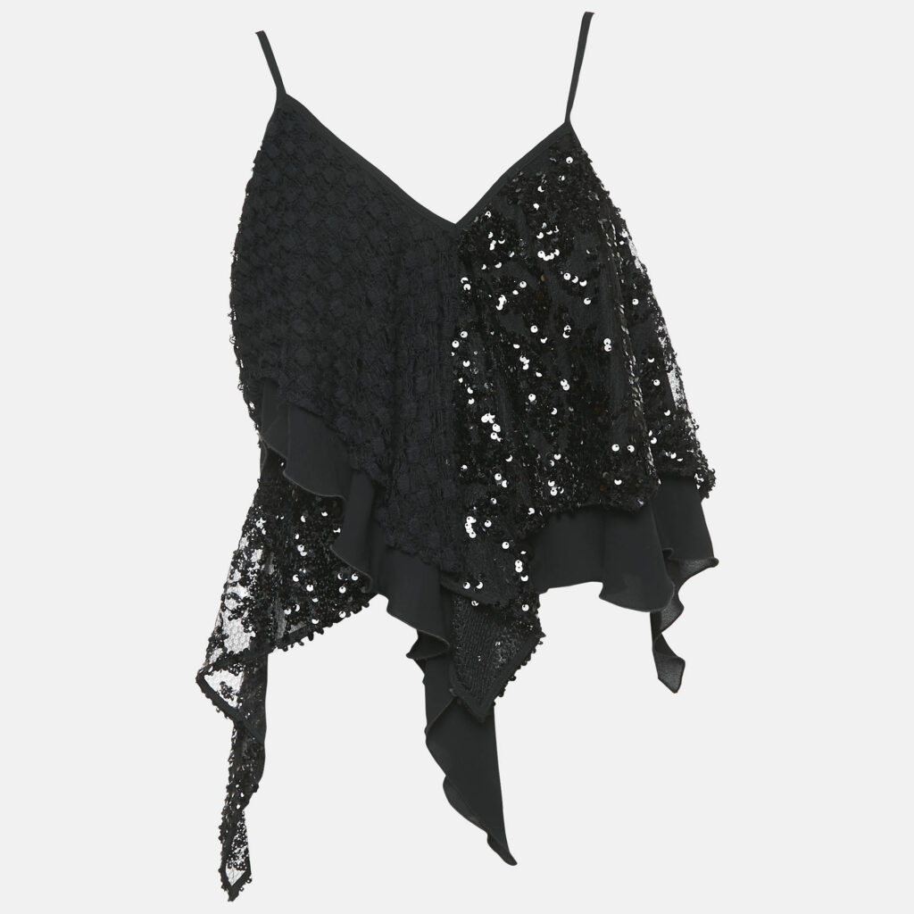 luxury-women-the-attico-new-clothes-p1129654-006 The Attico Black Sequin and Lace Thelma Crop Top M