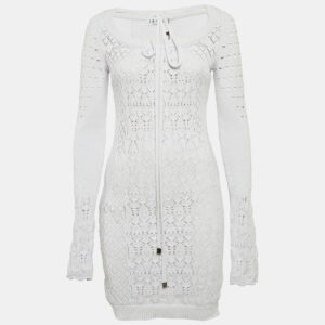 The Attico Lilac Purple Crochet Knit Long Sleeve Taylor Mini Dress M