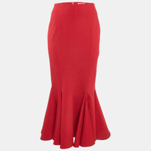 The Attico Red Jersey Flared Beath Midi Skirt M