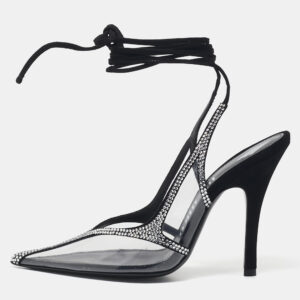 The Attico Transparent PVC and Suede Crystal Embellished Venus Pumps Size 38