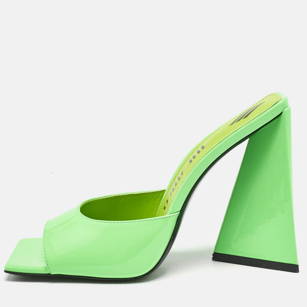 luxury-women-the-attico-new-shoes-p1131045-010 The Attico Neon Green Patent Leather Devon Slide Sandals Size 40