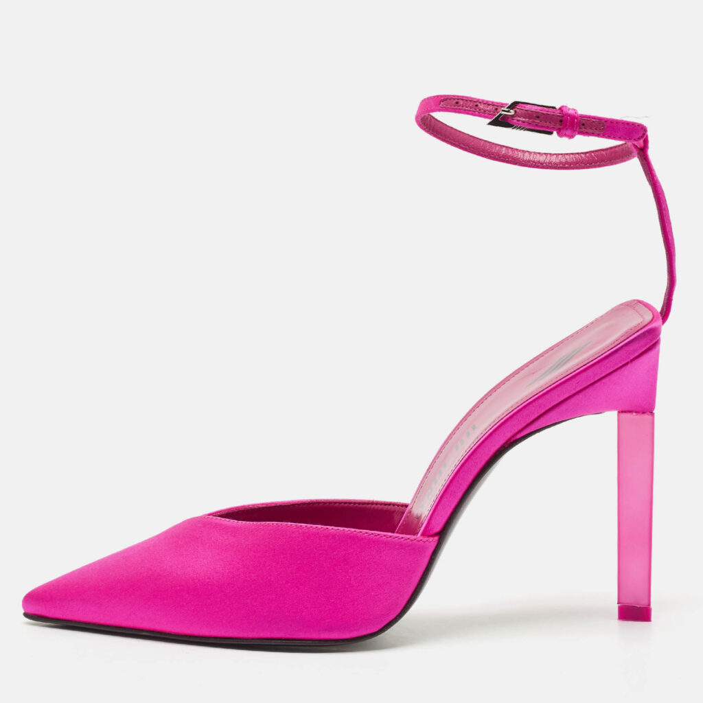 The Attico Pink Satin Perine Ankle Strap Pumps Size 37