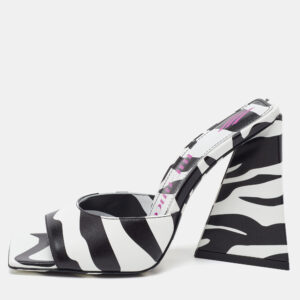 The Attico Black/White Zebra Print Leather Devon Open Toe Sandals Size 36