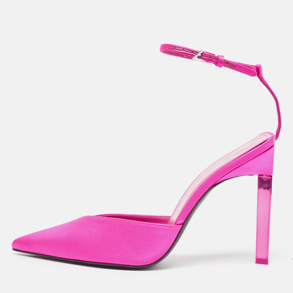 luxury-women-the-attico-new-shoes-p960373-010 The Attico Pink Satin Perine Ankle Strap Sandals Size 39