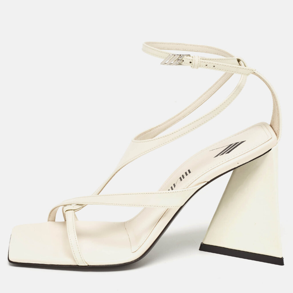 luxury-women-the-attico-new-shoes-p961296-010 The Attico Cream Patent Devon Ankle Strap Sandals Size 38.5