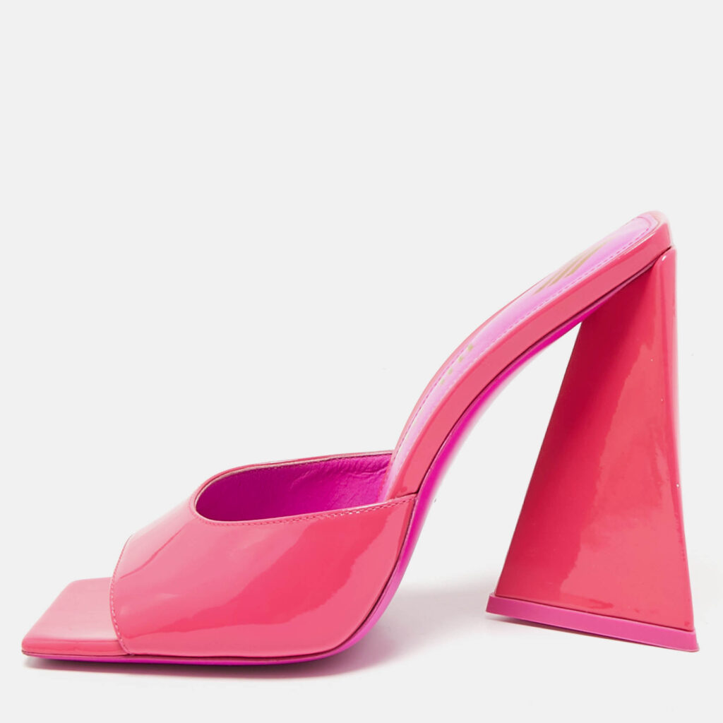 luxury-women-the-attico-used-shoes-p1088285-010 The Attico Fuchsia Pink Patent Leather Devon Slide Sandals Size 39