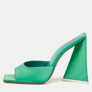 The Attico Green Satin Devon Slide Sandals Size 38