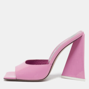 The Attico Pink Patent Leather Devon Slide Sandals Size 39