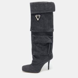 The Attico Grey Denim Sienna Knee Length Boots Size 36.5