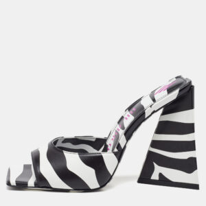 The Attico Black/White Zebra Print Leather Devon Open Toe Sandals Size 38