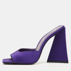 The Attico Purple Satin Devon Block Heel Slide Sandals Size 37