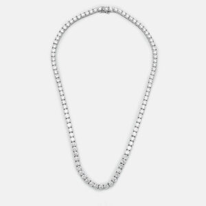 28.8 cts round brilliant cut 18k white gold lab grown diamonds tennis necklace
