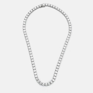 38.5 cts round brilliant 18k white gold lab grown diamonds tennis necklace