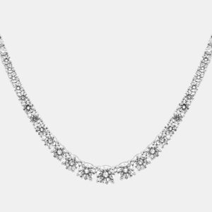 13.00 cts round brilliant cut 18k white gold lab grown diamonds graduating necklace