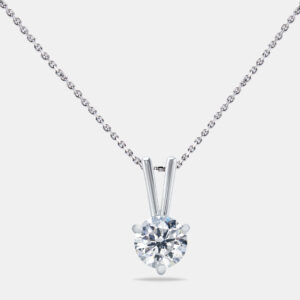 0.96 cts Round Brilliant Cut 18k White Gold Lab Grown Diamond Solitaire Pendant Necklace