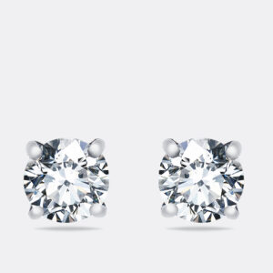 0.65 cts Round Brilliant Cut 18k White Gold Lab Grown Diamonds Solitaire Stud Earrings