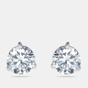 2.09 cts Round Brilliant Cut 18k White Gold Lab Grown Diamonds Solitaire Stud Earrings