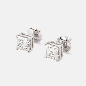 4.02 cts Princess Cut 18k White Gold Diamond Solitaire Earrings (4.02ct)