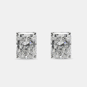 6.00 cts radiant cut 18k white gold lab grown diamonds solitaire stud earrings