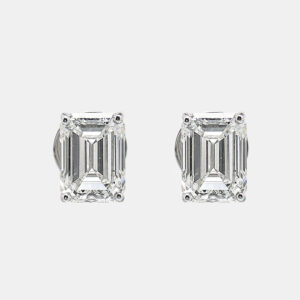 6.00 cts emerald cut 18k white gold lab grown diamonds solitaire stud earrings