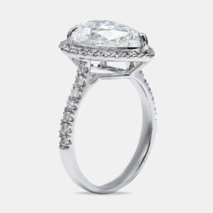 4.50 cts pear round 18k white gold lab grown diamonds ring size 52