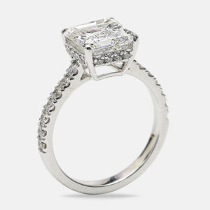 3.80 cts asscher cut round brilliant 18k white gold lab grown diamonds ring eu 52