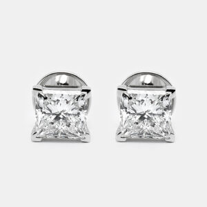 3.00 cts princess cut 18k white gold lab grown diamonds earrings