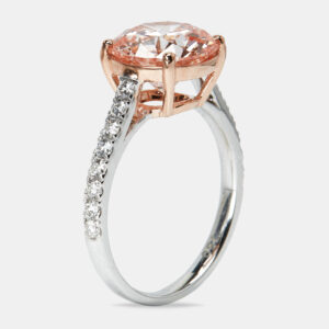 2.40 cts pink round lab grown diamond 18k two tone gold ring size 52