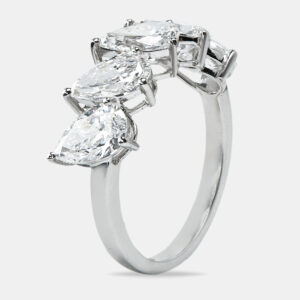 2.50 cts pear brilliant cut 18k lab grown diamond 18k white gold ring size 53