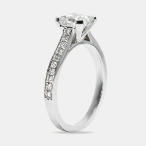 2.40 cts princess and round lab grown diamond 14k white gold ring size 57