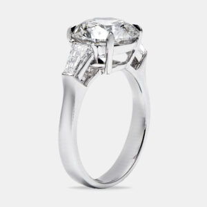 3.50 cts round brilliant and baguette cut lab grown diamonds 18k white gold ring size 52