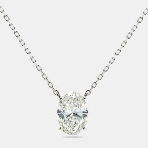 3.00 cts oval brilliant lab grown diamond 18k white gold chain necklace