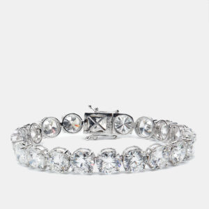 40.85 cts round brilliant cut lab grown diamond 18k white gold tennis bracelet