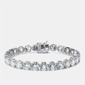 25.00 cts round brilliant cut lab grown diamond 18k white gold tennis bracelet