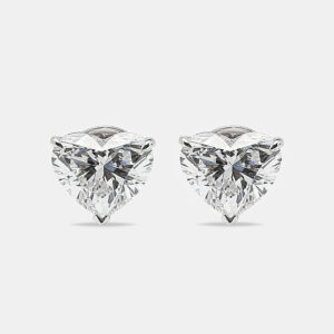 6.00 cts heart brilliant cut 18k white gold lab grown diamonds solitaire stud earrings