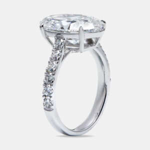 5.65 cts oval round 18k white gold lab grown diamond ring size 52