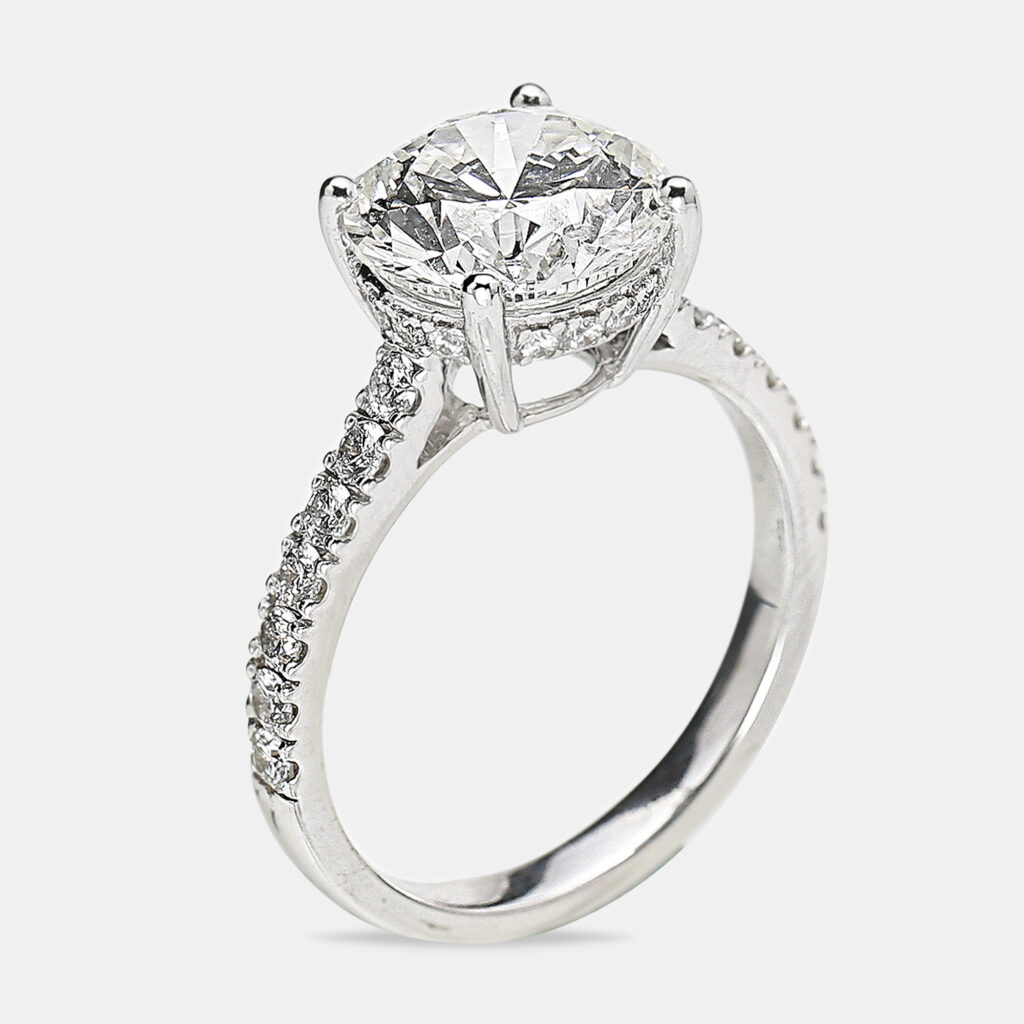3.50 cts 18k White Gold Round Brilliant Lab Grown Diamonds Ring Size 52